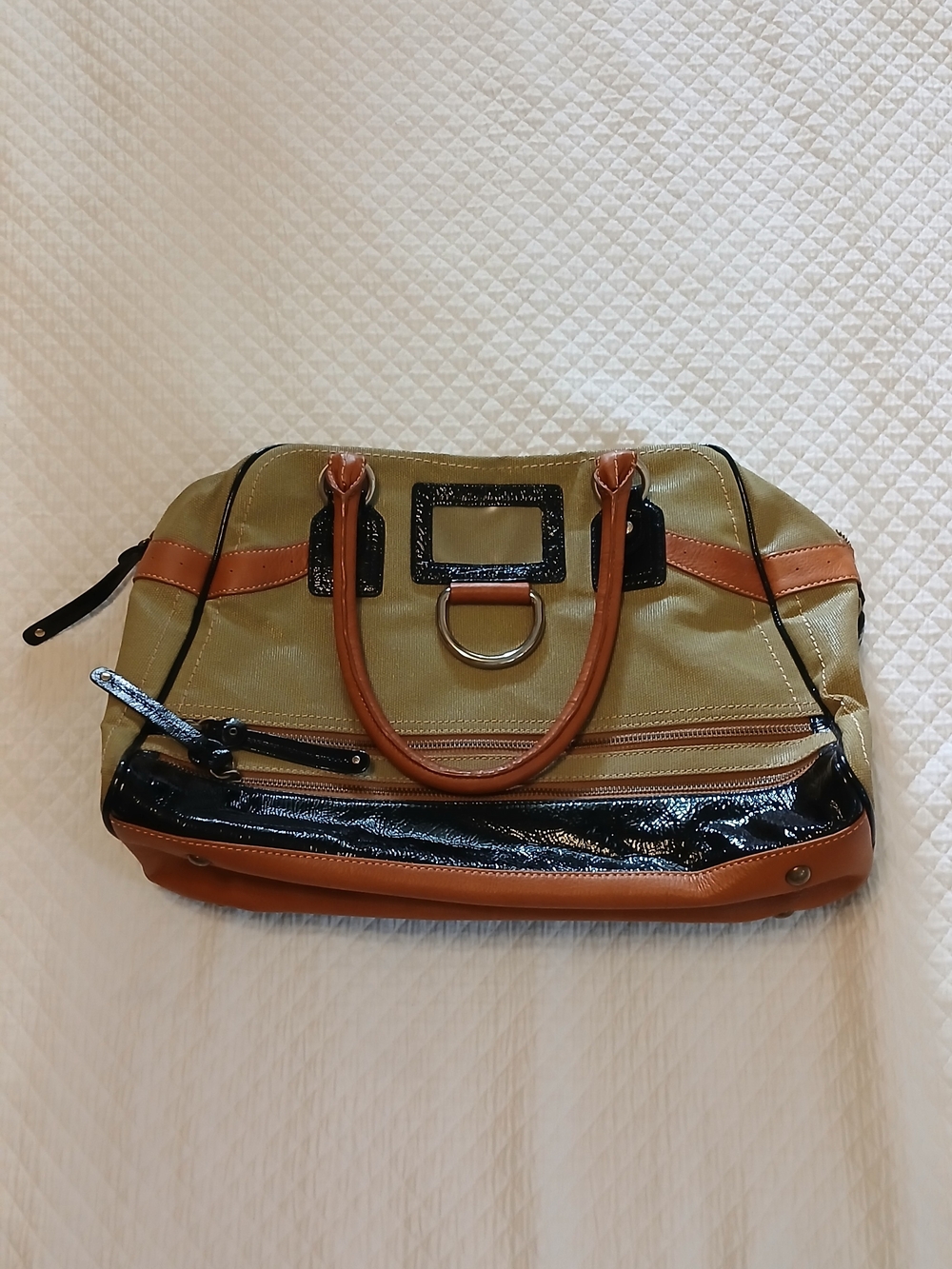 Vintage Hayden Harnett Mercer Satchel Duffel Bag - Eucalyptus Canvas & Leather